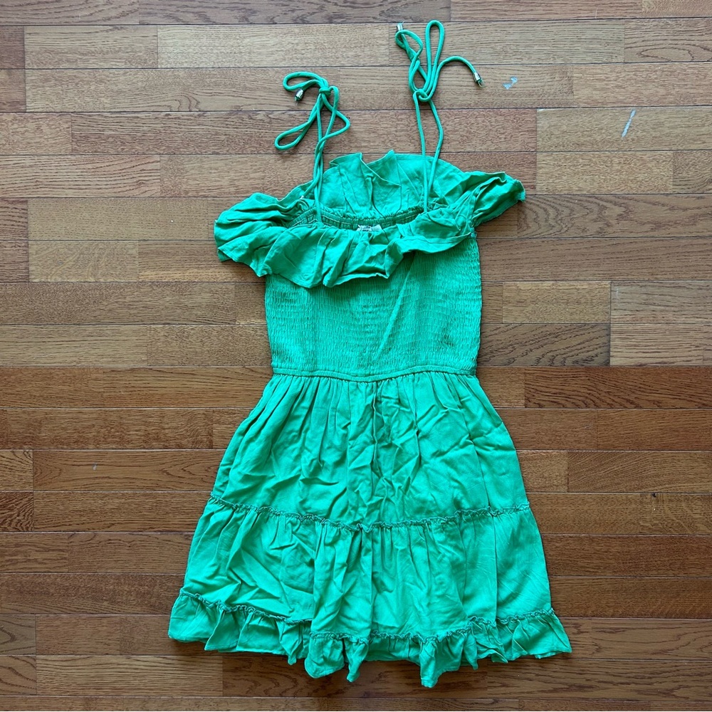 Entro Ruffle Mini Green Dress